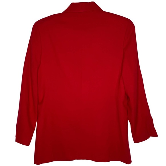 Jacqueline Ferrar Red Blazer Lined Front Button Faux Front Pockets Size 10 - Picture 9 of 9